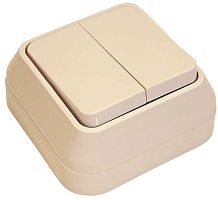 Выключатель накладной Makel 2-кл. бежевый картинка